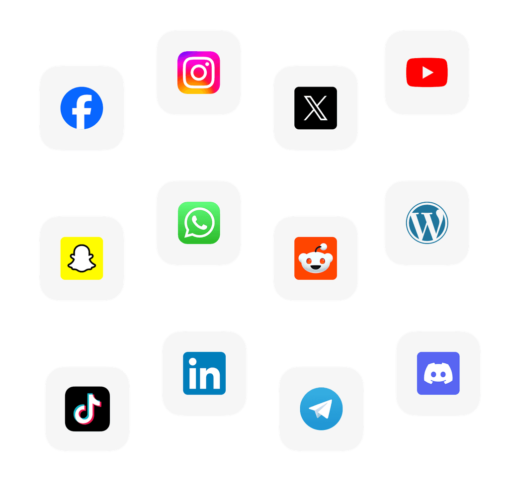 SocialClaw provider grid showing supported social platforms.