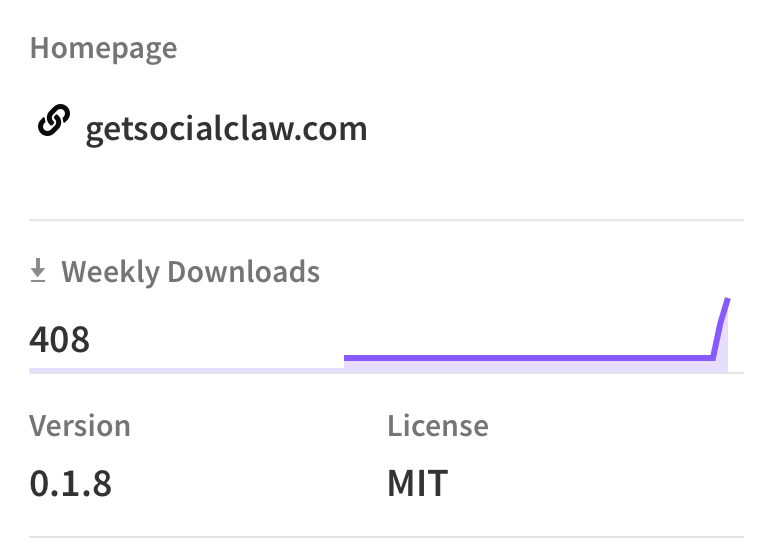 NPM Page for SocialClaw