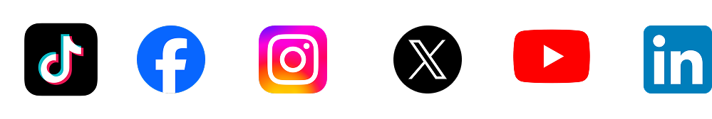 TikTok, Facebook, Instagram, X, YouTube, LinkedIn